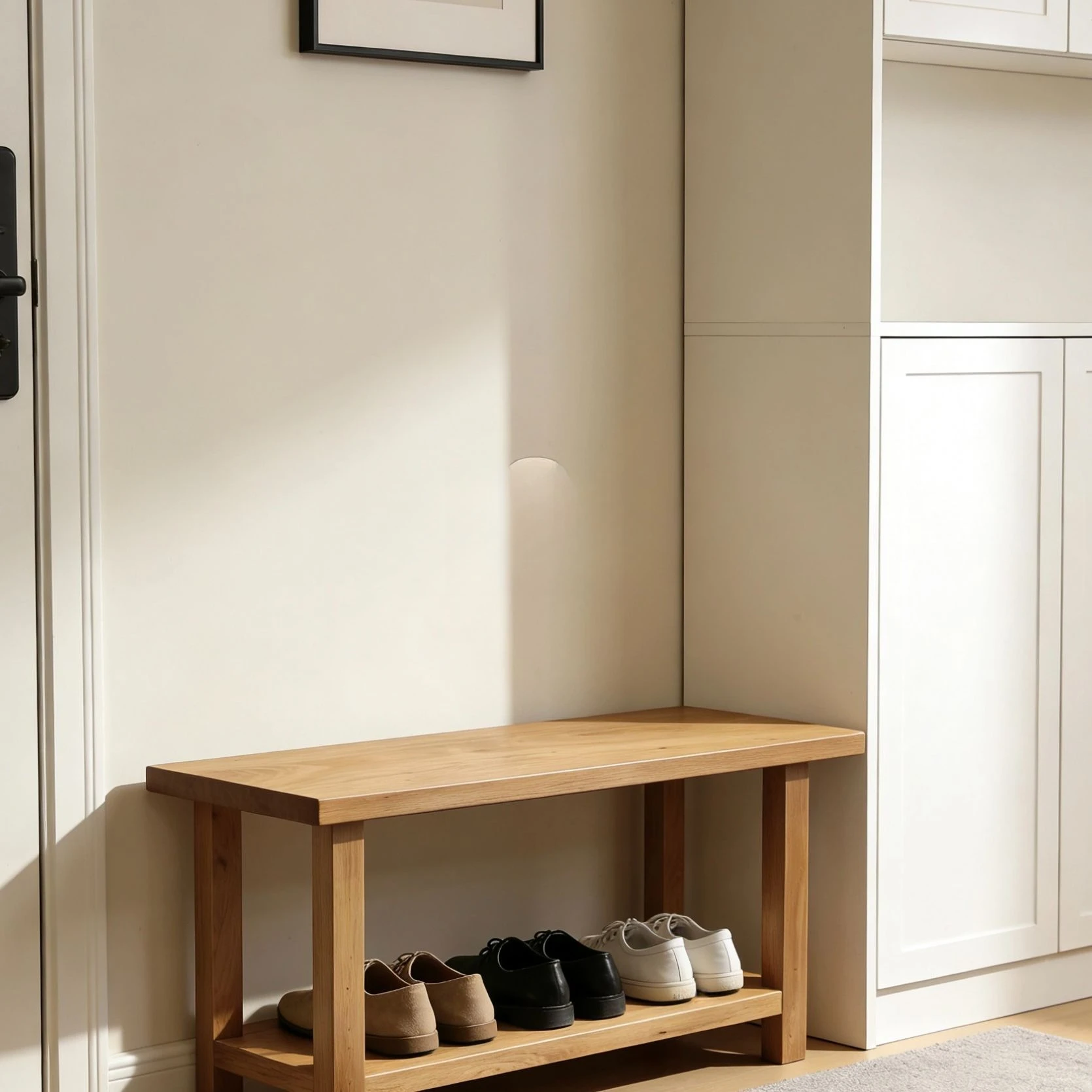 Home entrance foyer storage shoe cabinet simple long stool shoe rack