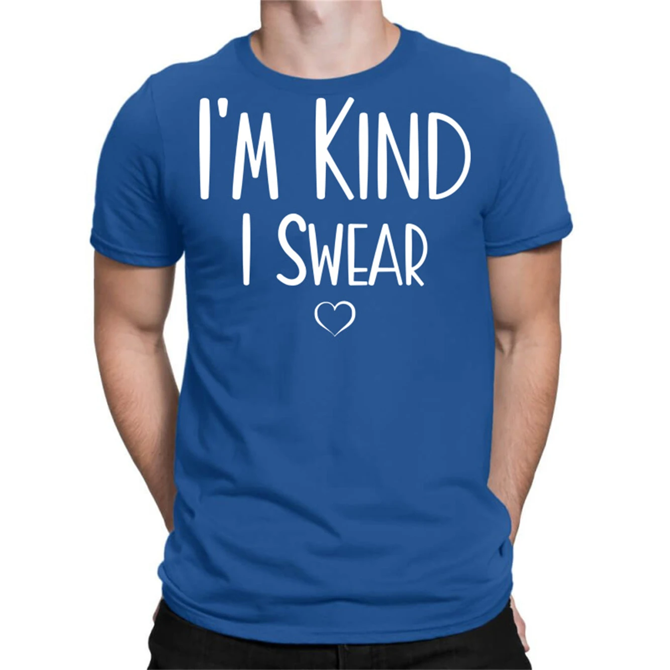 

Mens Cotton T-Shirt With Printed I'm Kind I Swear Black Tee Shirts Men's Large Size Tee
