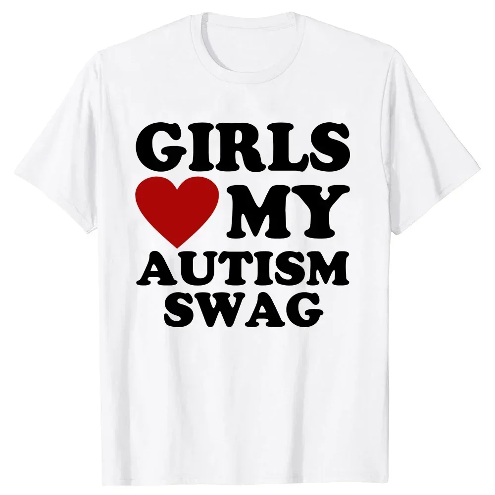 Girls Love My Autism Swag Funny Autistic Boy Gifts Awareness T Shirts Graphic Streetwear Short Sleeve Gifts Ideas T-shirt Men