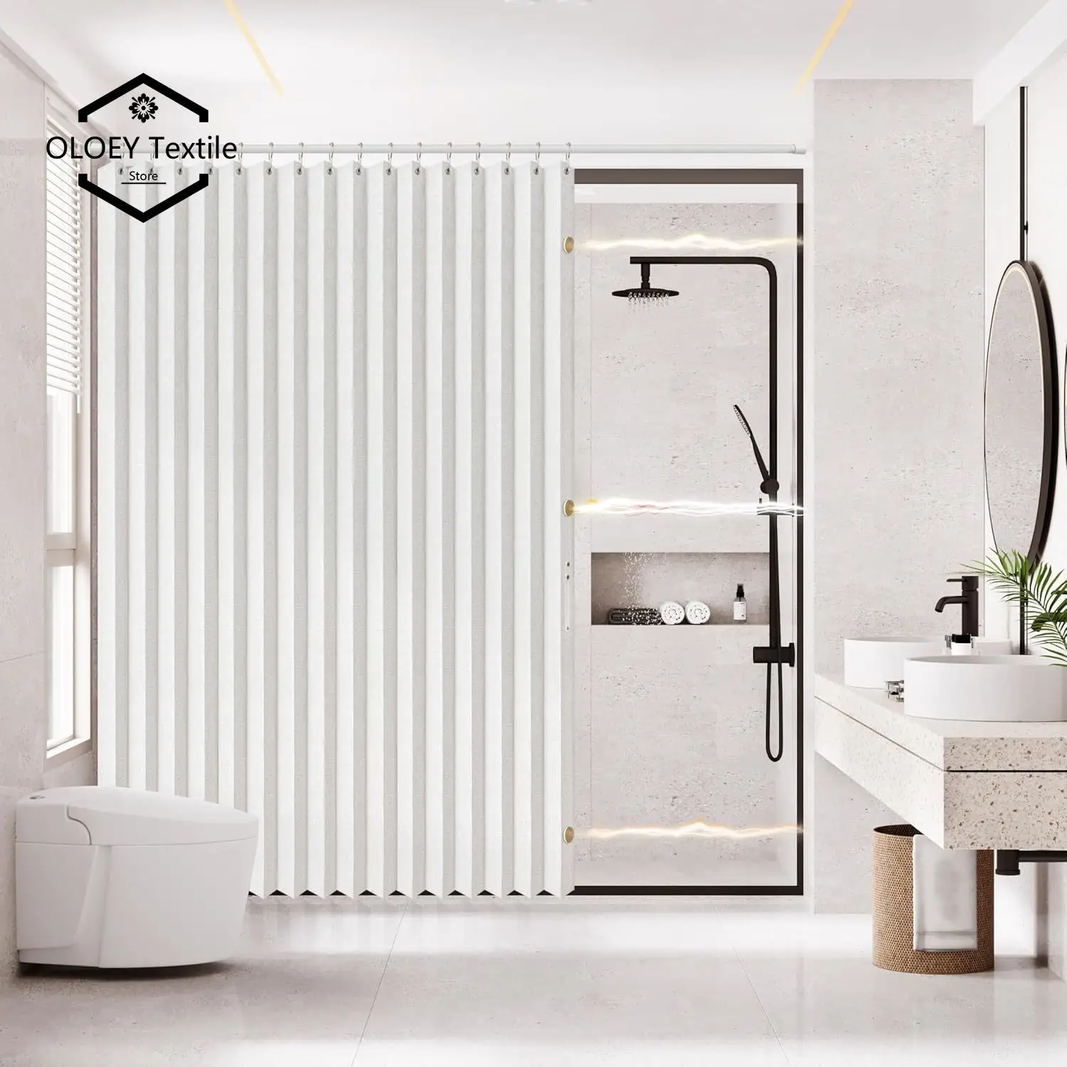 

Белая занавеска для душа 256GSM, сверхмощная вафельная тканая занавеска для душа в ванной комнате, утяжеленная ткань для отеля, спа, роскошная полиэстеровая летучая мышь