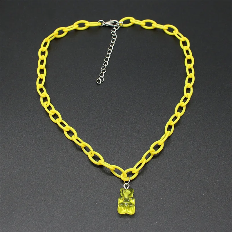 Wholesale Jewelry Candy Color Resin Gummy Bear Chain Necklaces  For Women Girl Daily Jewelry Party Gifts Acrylic Collare Pendant