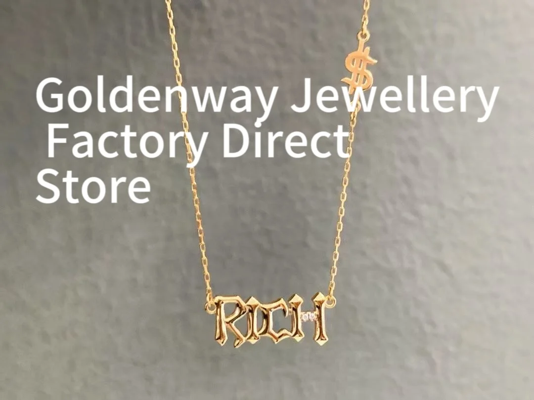 Custom 20/50pcs Titanium Steel Rich Necklace Waterproof Stainless Initial Letter Pendant Sweater Chain Women Men Fashion Jewelry