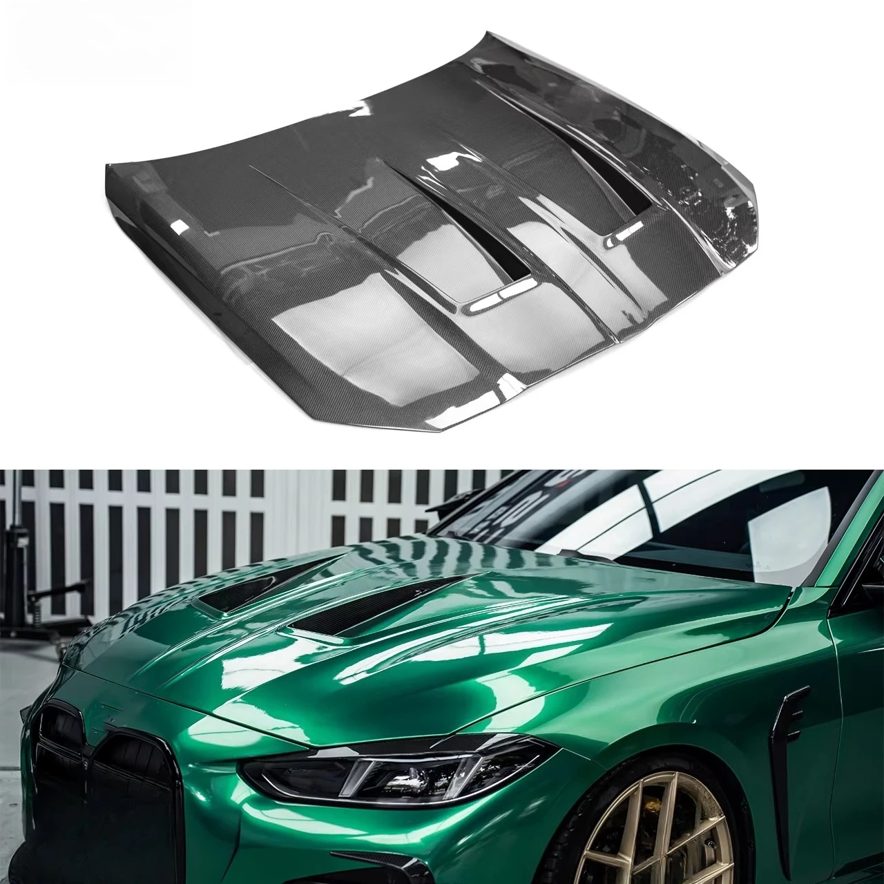 Aerodynamic N Style Wet Carbon Engine Hood Vent Openings for BMW G22 G23 G26 420i 430i Bulk Supply Modification Parts