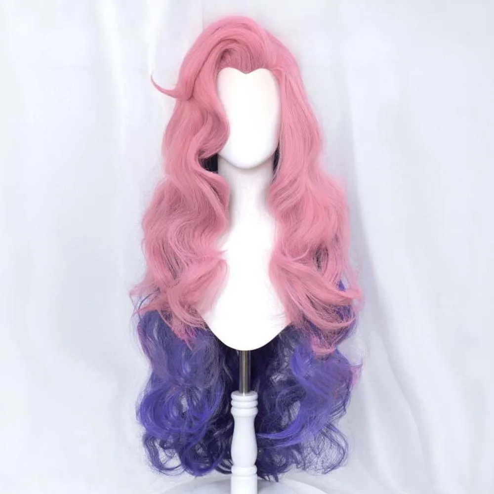 Seraphine Cosplay Wig LoL KDA Cosplays Curly Pink Purple Wigs Heat Resistant Synthetic Hair