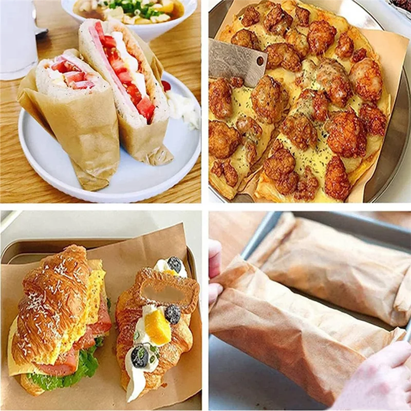 ABWR-200PCS Non-Stick Baking Paper For Oven And Air Fryer, Cuttable Oil Absorption Parchment Sheets For Cooking And Grilling