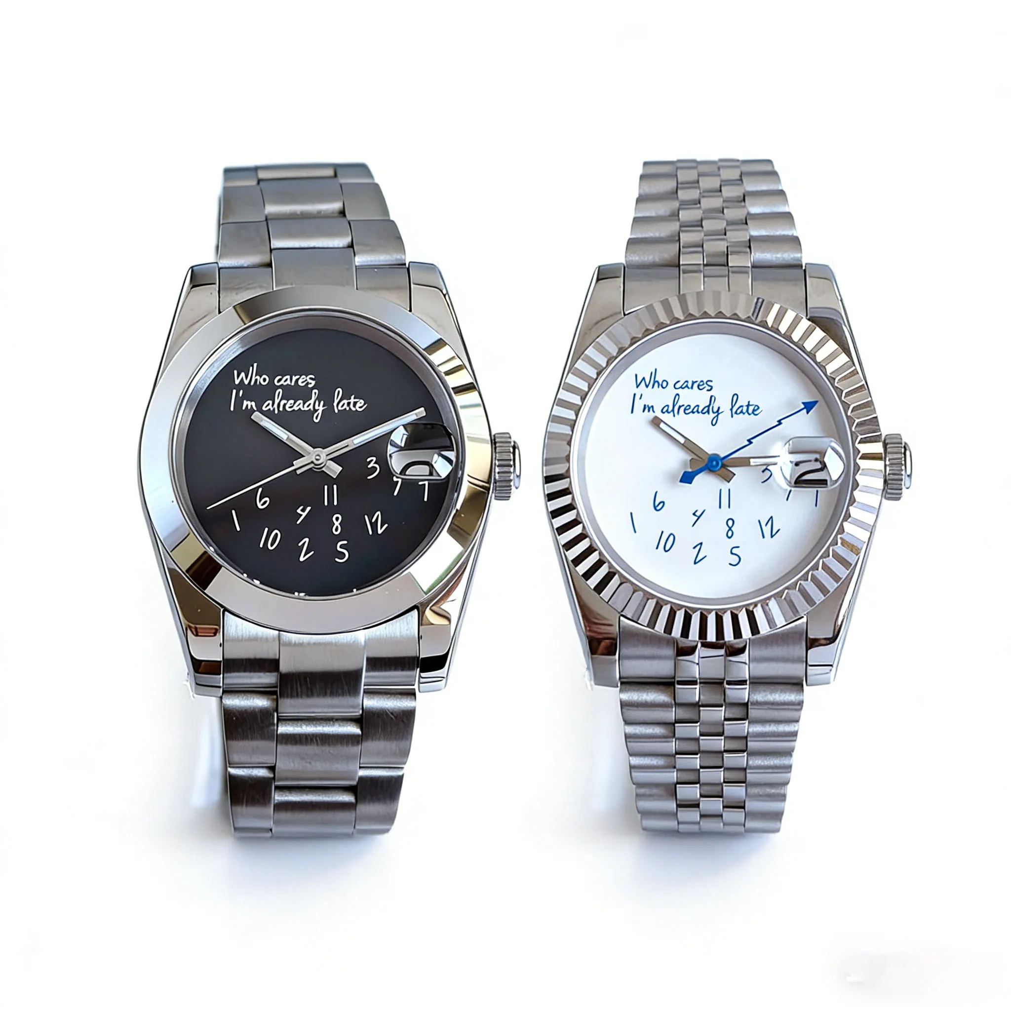 

36/39mm Men Watch 20BAR Sapphire Glass Silver Polished Black White Dial With DateLuminous Japan NH35 Automatic Movement Bracelet