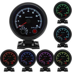 7 Colors 95mm 0-8000 RPM Meter Inter Car Tachometer Gauge Fit 4 6 8 Cylinder 12V Shift Light Auto Tacometro Moto Tach Motorcycle