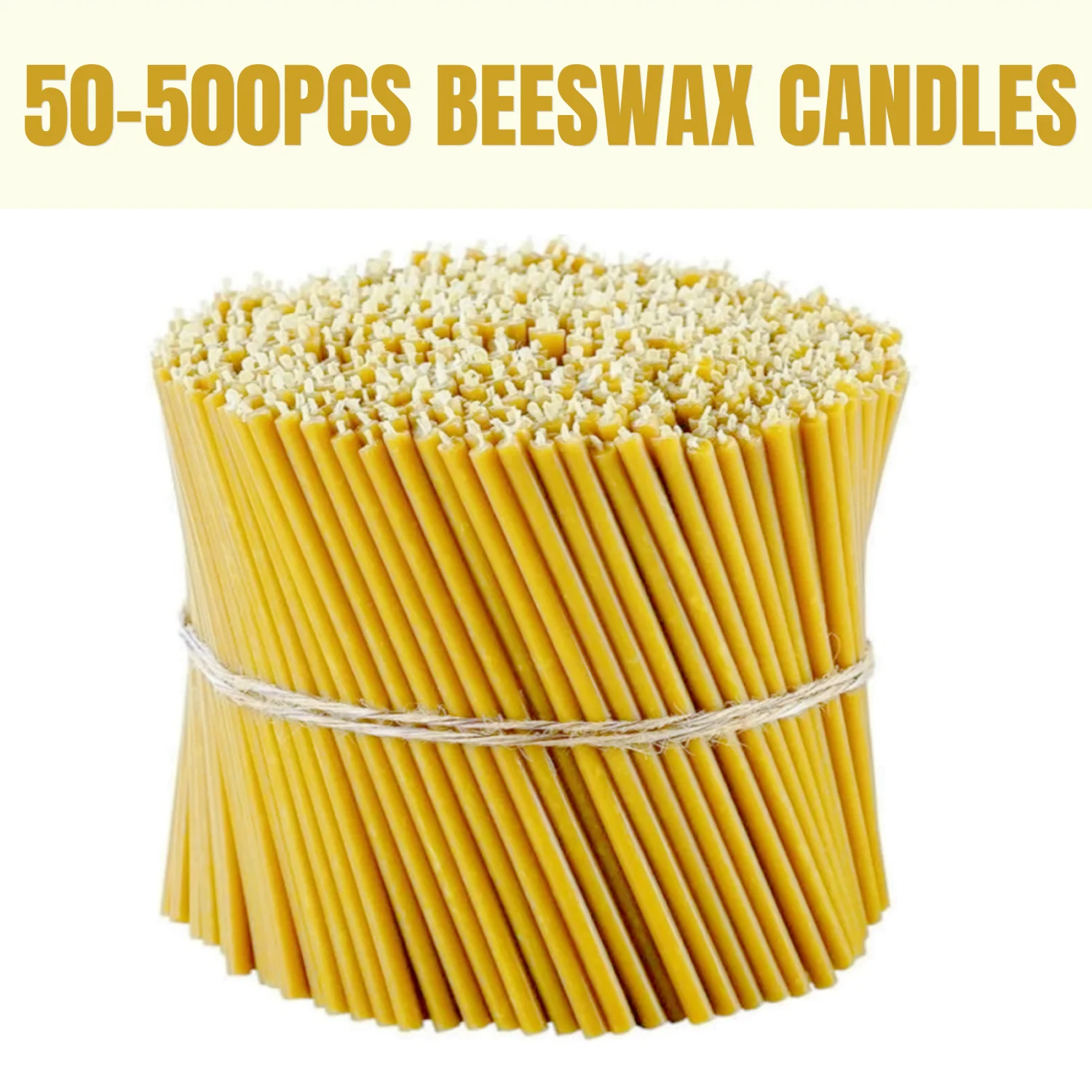 

50-500PCS Beeswax Taper Candles Church Prayers Smokeless Honey Scent Candles Birthday Candles for Cake Christmas Home Dinner