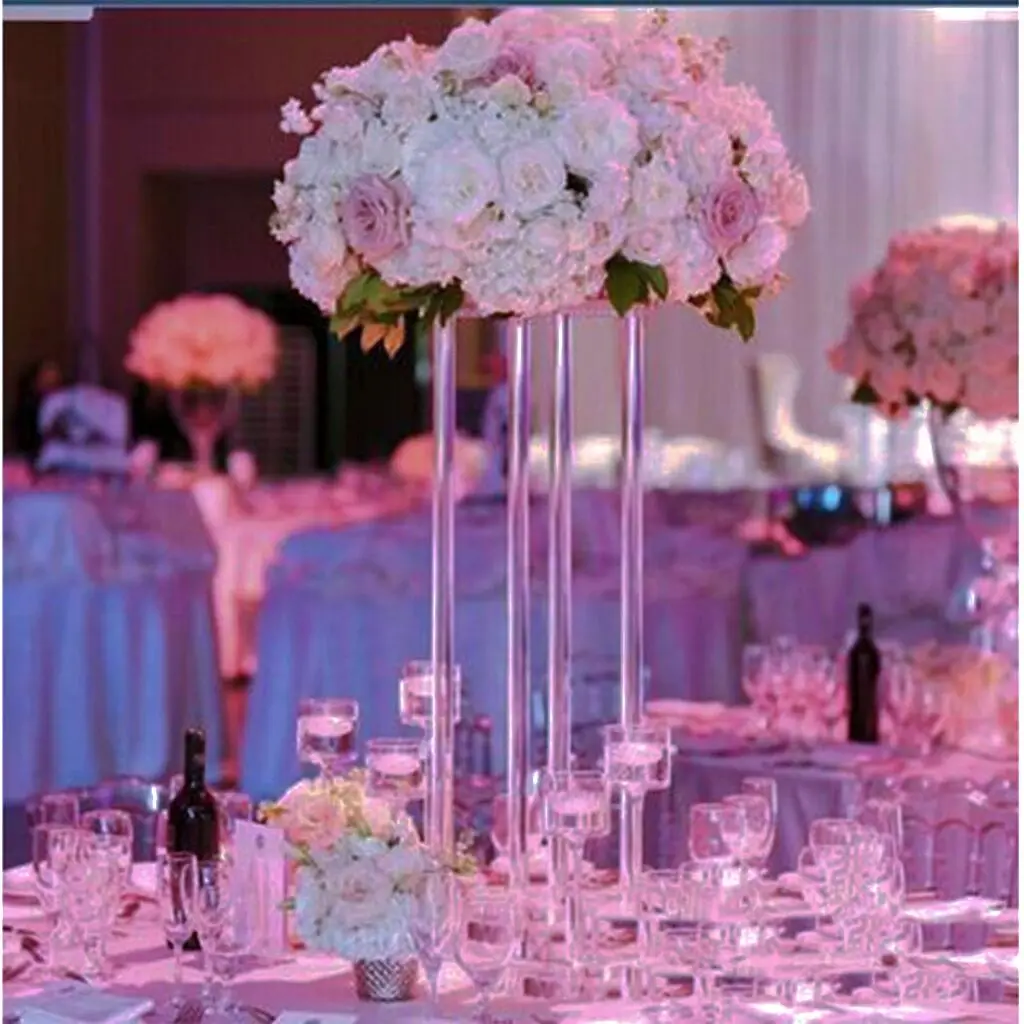 New Acrylic Floor Vase Clear Flower Vase Table Centerpiece Marriage Modern Vintage Floral Stand Columns Wedding Decorati