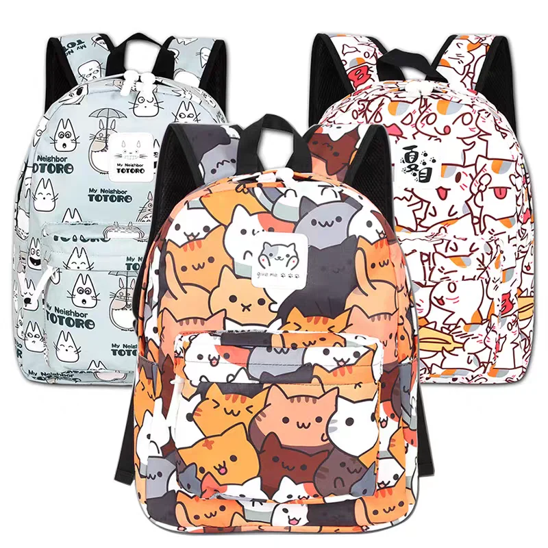 

New adorable cat litter bag cute backpack for schoolgirl college student mochila travel daypack kitty prints schoolbags satchel