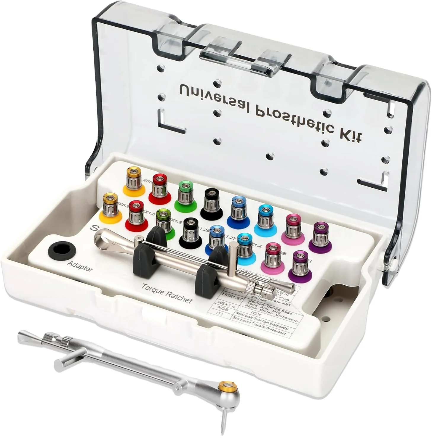 

Dental Implant Torque Wrench Set Universal Prosthetic Kit Manual Stainless Steel Adjustable Ratchet Screwdrivers 16pcs