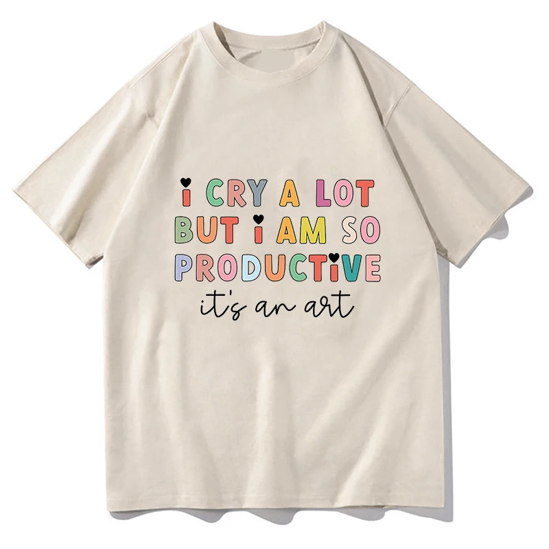 TTPD T-shirt Manga Graphic I Cry A Lot But I Am So Productive Tee Women Cute Top Men Short Sleeve Summer Kawaii Couple Clothes