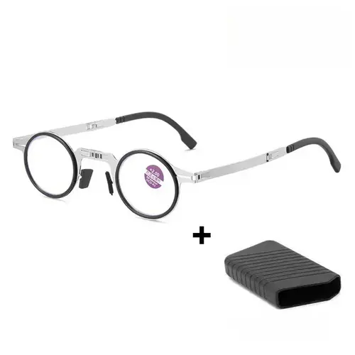 Portable Folding Reading Glasses with Case Anti Blue Light Blocking Metal Elder Foldable Eyeglasses Presbyopia for Man and Woman - Image 7