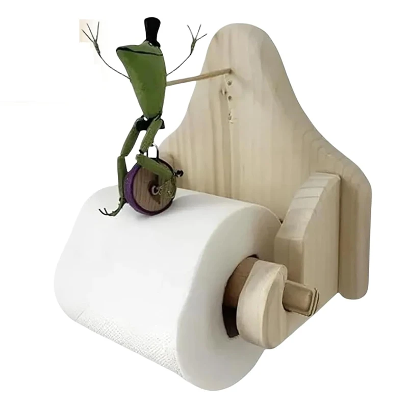 Creative Frog Riding Bicycle Toilet Paper Holder Funny Wall Mounted Frog Roll Paper Holder