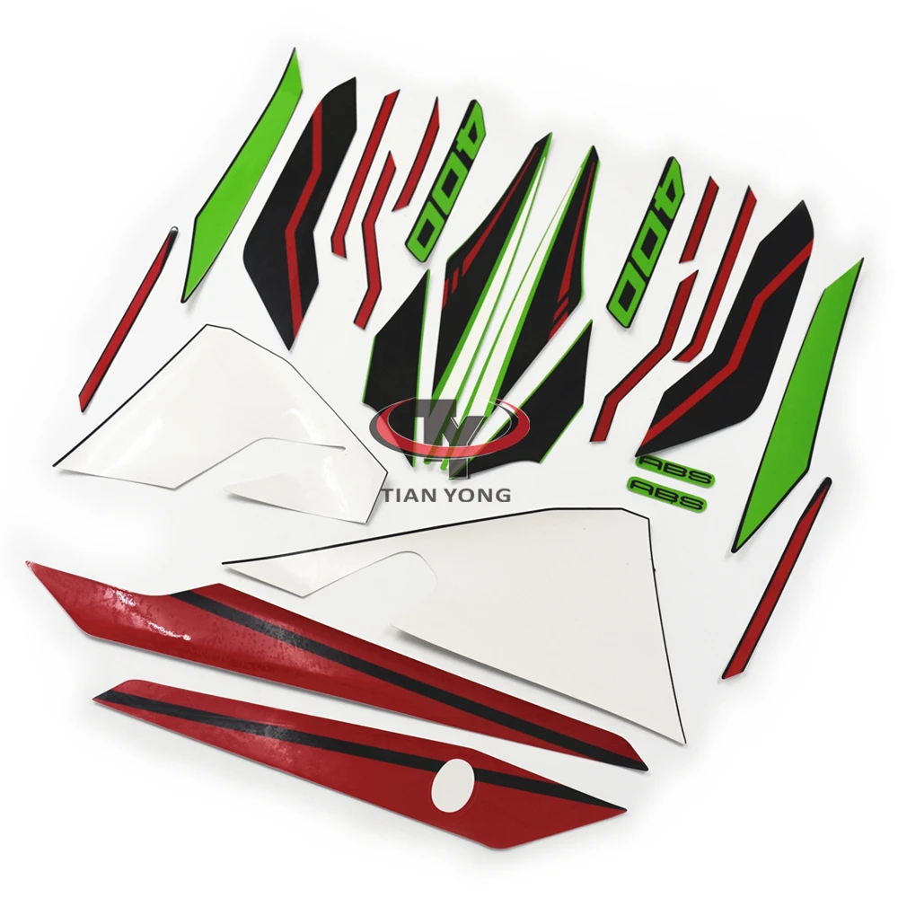 

Motorcycle Decal For Ninja400 Full Kit Silkscreen Applique 2021 Green White Red Black Line Printmaking Bodywork Sticker