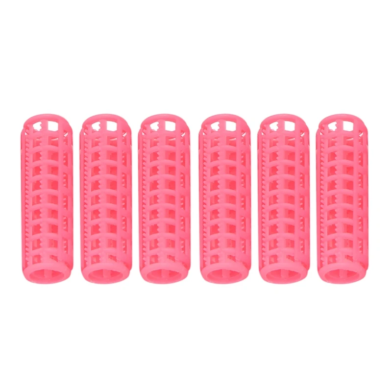 Top Sale 12 Pcs Pink Plastic DIY Hair Styling Curlers Clips Lady Hair Care Tools Portable curling iron