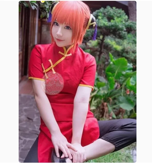 الروح كاجورا تأثيري حلي المرأة انمي ياباني جينتاما كاجورا فستان صيني شعر مستعار تأثيري ملابس الكونغفو شيونغسام وتتسابق