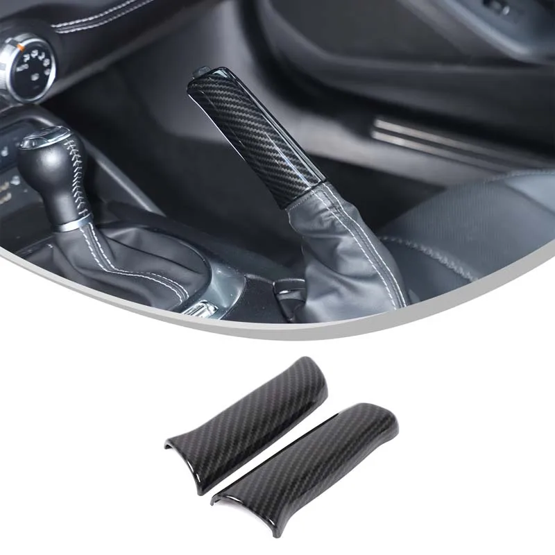 

For Mazda MX-5 Miata Fiat 124 Abarth 124 2016+ ABS Carbon Fiber Car Handbrake Lever Cover Decorative Sticker Car Accessories