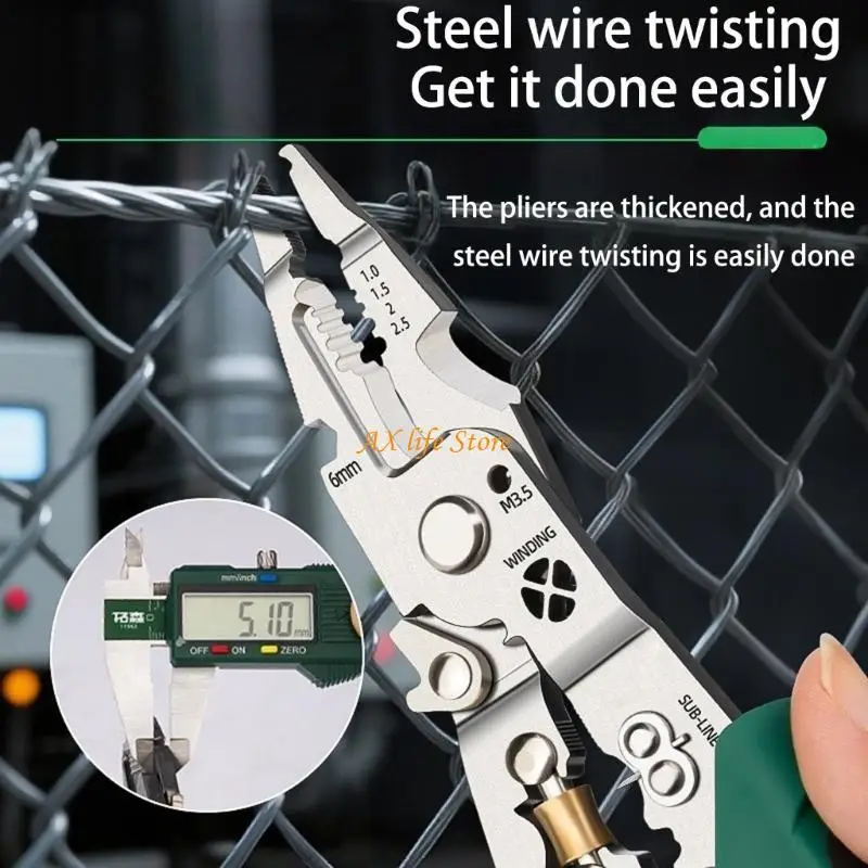 

J2HA Electrician Wire Crimper Peeler Pliers Cable Stripping Multifunctional Press Plier Terminals Crimping Cutting Tool