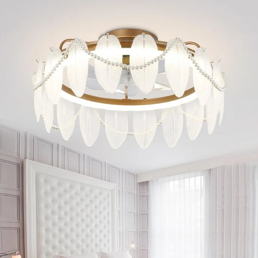 

20 Inch Fandelier Ceiling Fan with Integrated Lights and Remote Control Featuring 6 Adjustable Wind Speeds and 3 Lighting Color