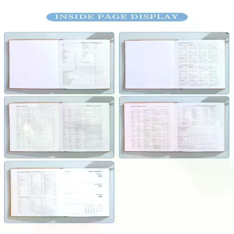 A6 Specification 2026 English Calendar Book, 64 Sheets 128 Page Leather Calendar Book, 365 Day Daily Plan Book