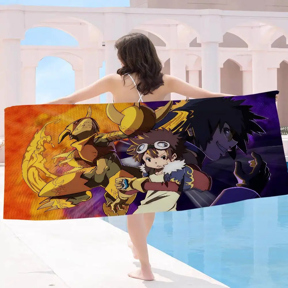 Digimon Adventure Monster Game Beach Towel Colorful Bath Towels For Girl Microfiber Quick Dry Custom Sand Free Beach Yoga Spa