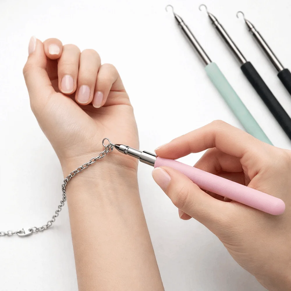 Stainless Help Wear Bracelet Tool Labor-saving Retractable Bracelet Fastener Helper Solid Color Small Assist