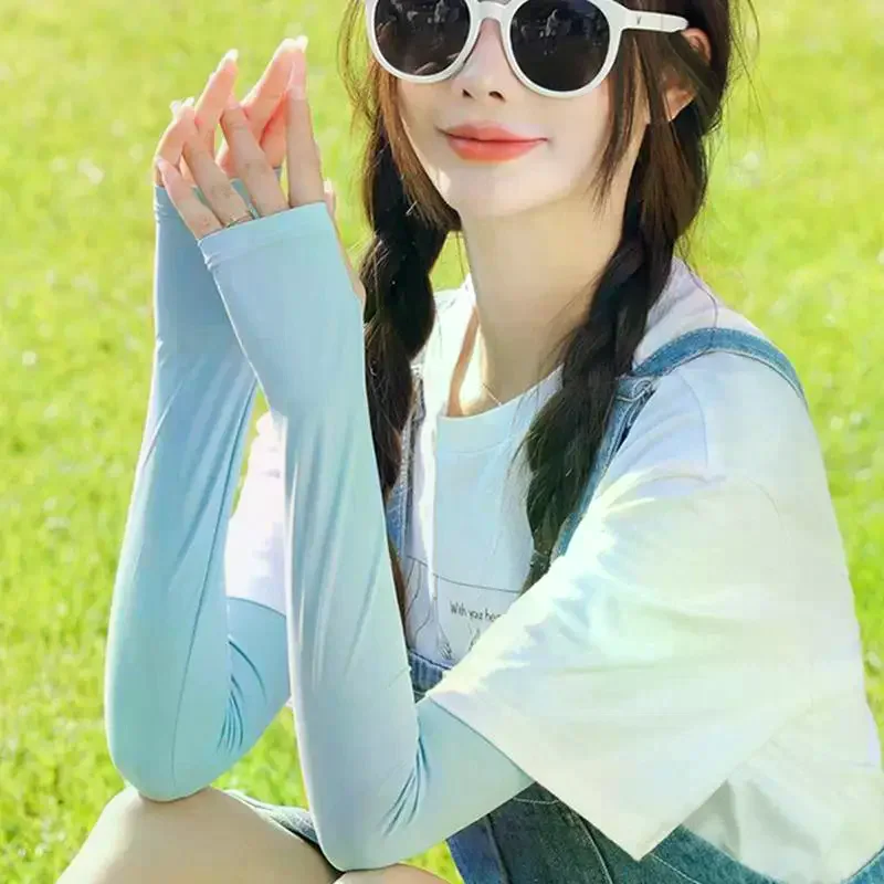 

Summer Ice Sleeves For Cycling Outdoors Driving UV Protection Thin Ice Silk Sunscreen Arm Covers Unisex