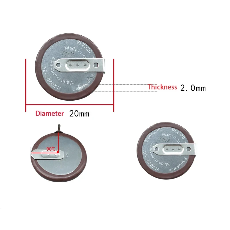 Аккумулятор VL2020 для BMW 3 серии E46 E90 E91 E92 E93 LX8 FZV LX8FZV Брелок для ключей 90 градусов, контакты 3,7 В, 20 мАч