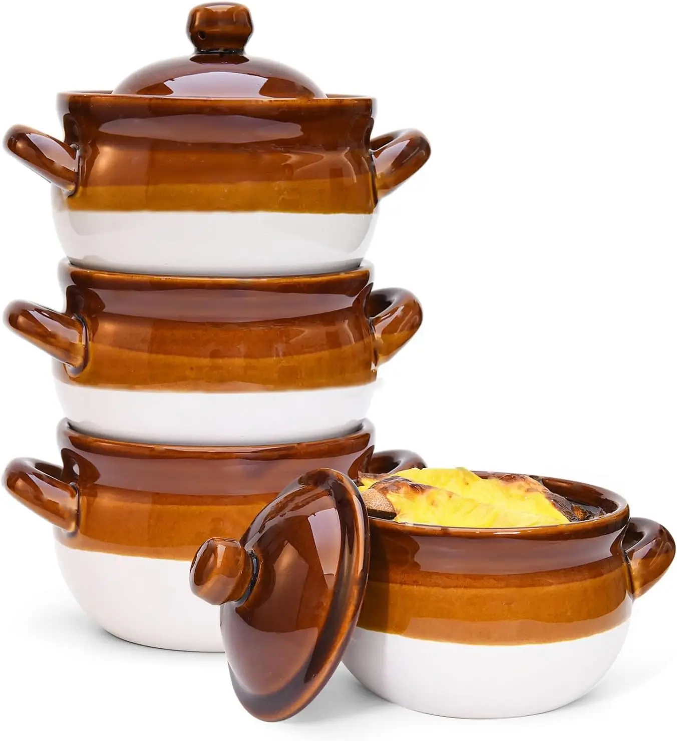 

French Onion Soup Bowls with Lids and Handles, 16 oz Ceramic French Onion Soup Crocks for Chilli, Cereal, Cereal, Pot P