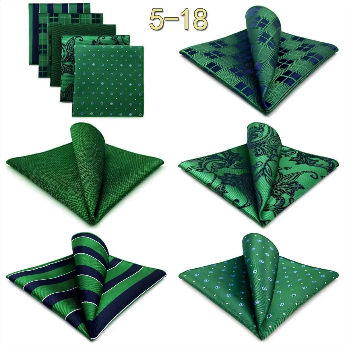 5-teiliges Herren-Einstecktuch-Set, verschiedene Einstecktücher, mehrere Stile, Paisley- und Blumenmuster, Anzug, groß, 32 cm, Business-Accessoires – Detail 17