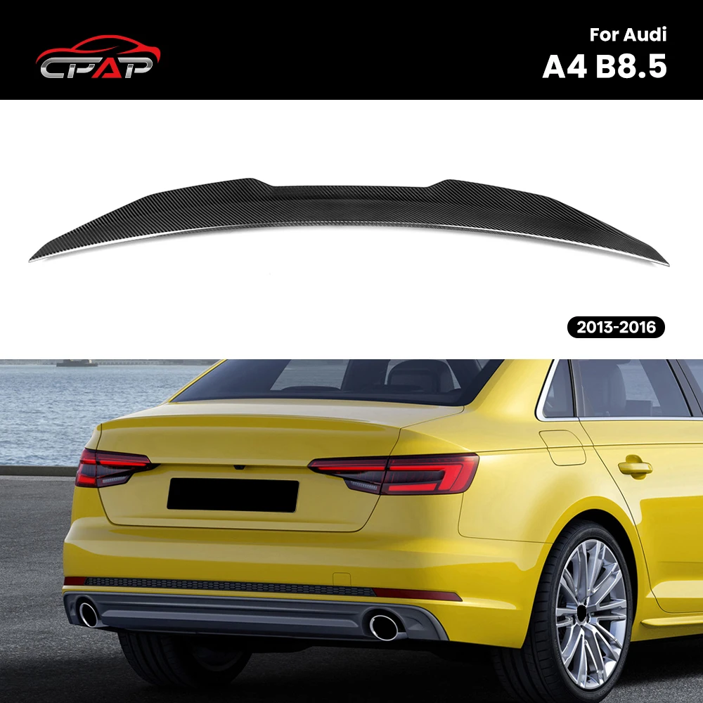 

Real Dry Carbon Fiber Rear Trunk Roof Spoiler Boot Wing For Audi A4 B8.5 Sedan PSM Style 2013-2016