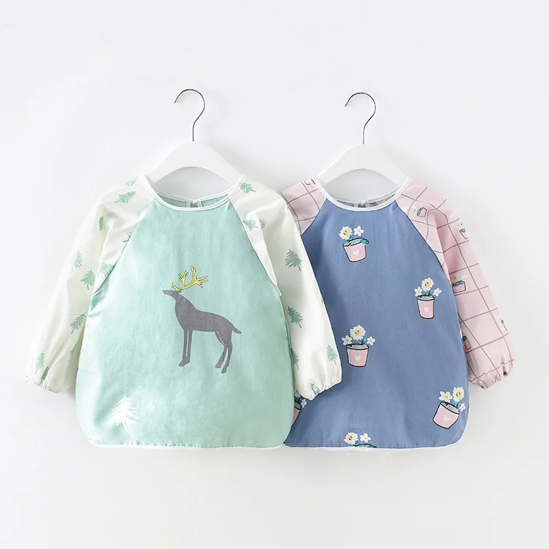 Baby Items Baby Bibs Cotton Waterproof Infant Bib Full Sleeve Gown Children Long Sleeve Apron Coverall Feeding Drawing Bibs