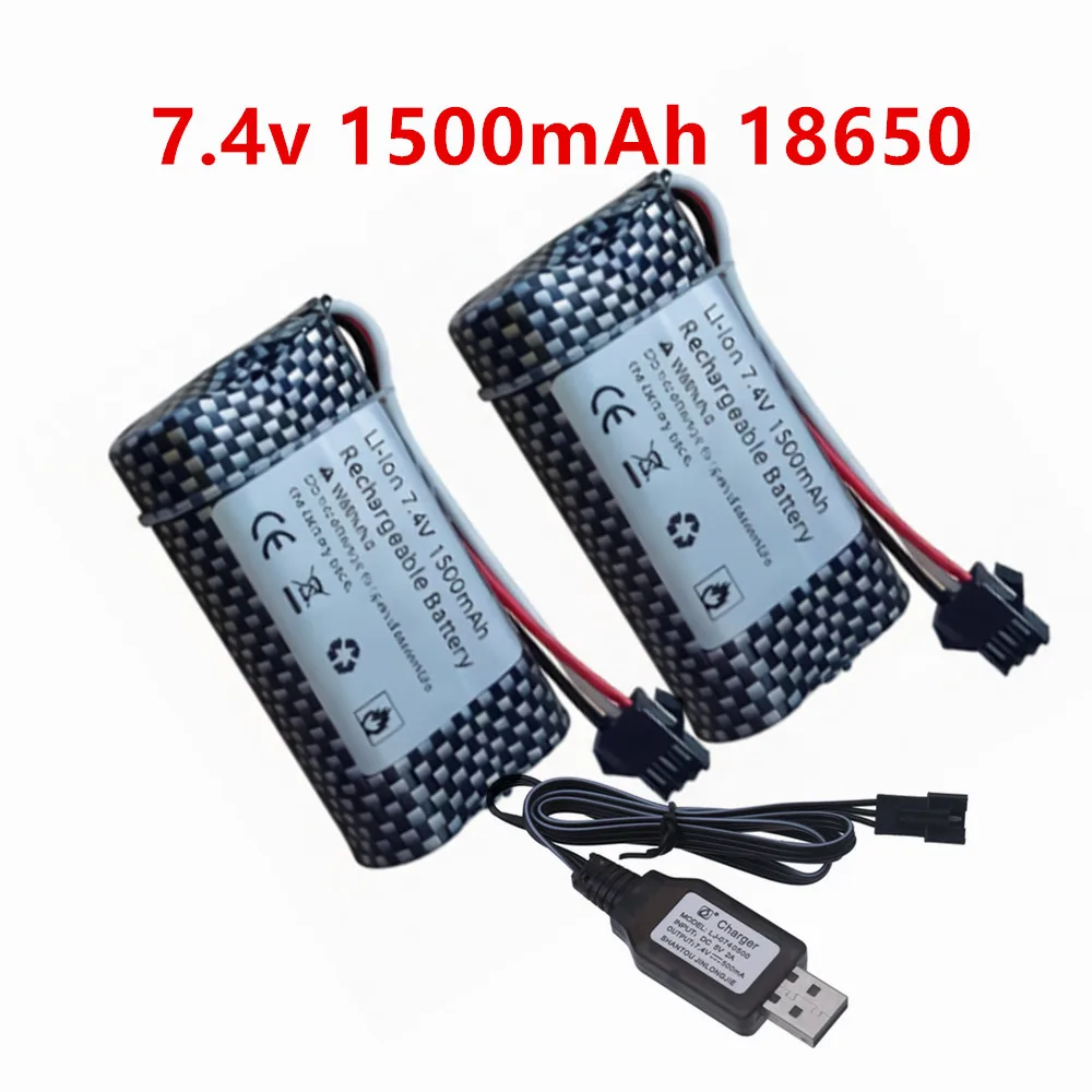 MN82 Remote Control Car Battery 7.4V 1500mah Battery Charger MN128 MN78 LC79 for Watch Gesture Sensing Twisted RC stunt car SM3p