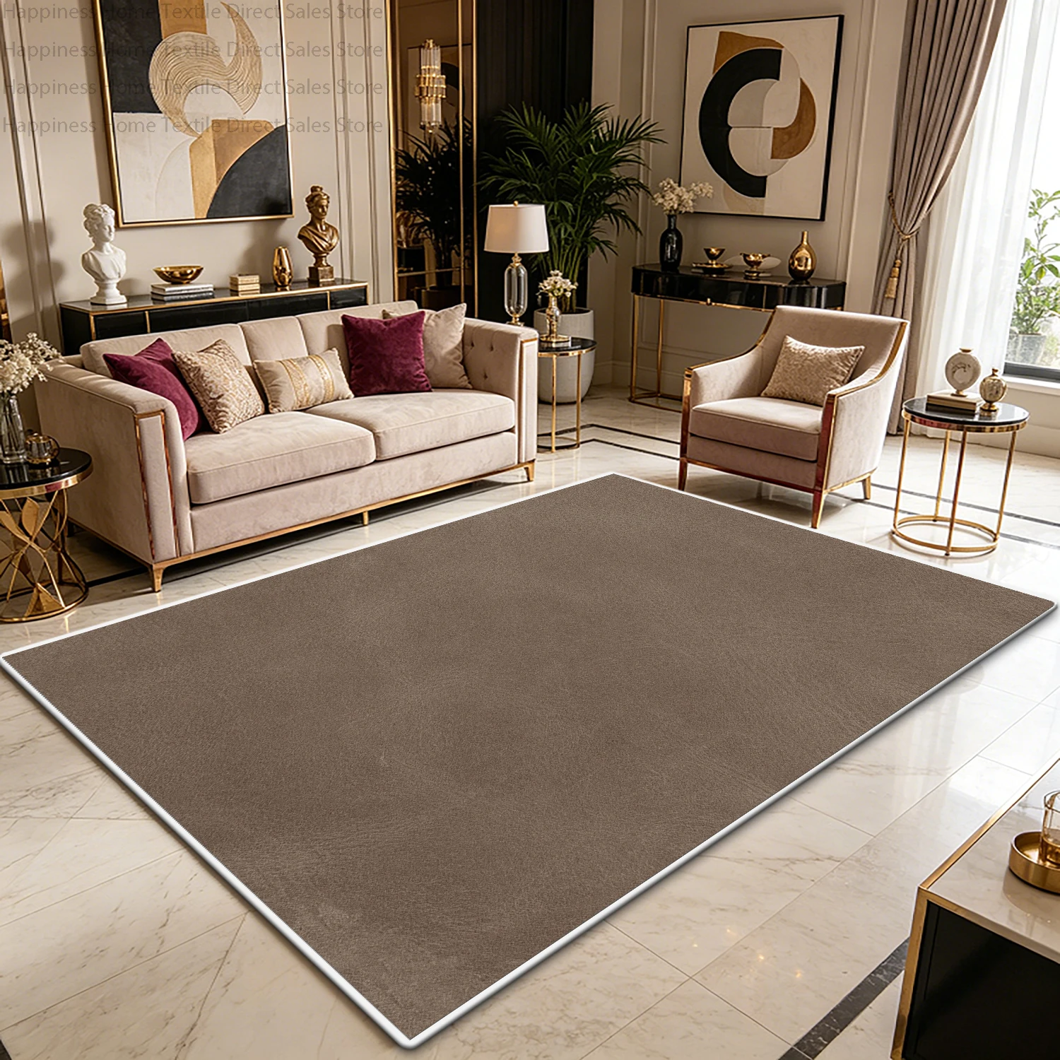 Modern Solid Color Simple Style Living Room Carpet Decoration Bedroom Washable Antiskid Floor Mats Soft Fluffy Office Tables Rug