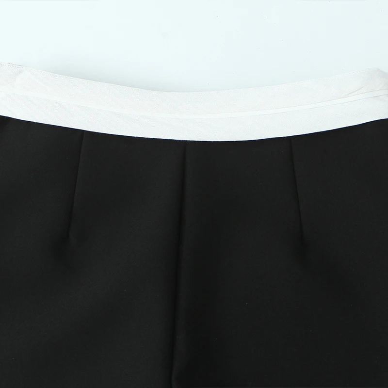 Willshela Damesmode Zwart Patchwork Zijrits Minirokken Shorts Vintage Hoge Taille Vrouwelijke Chique Dame Shorts