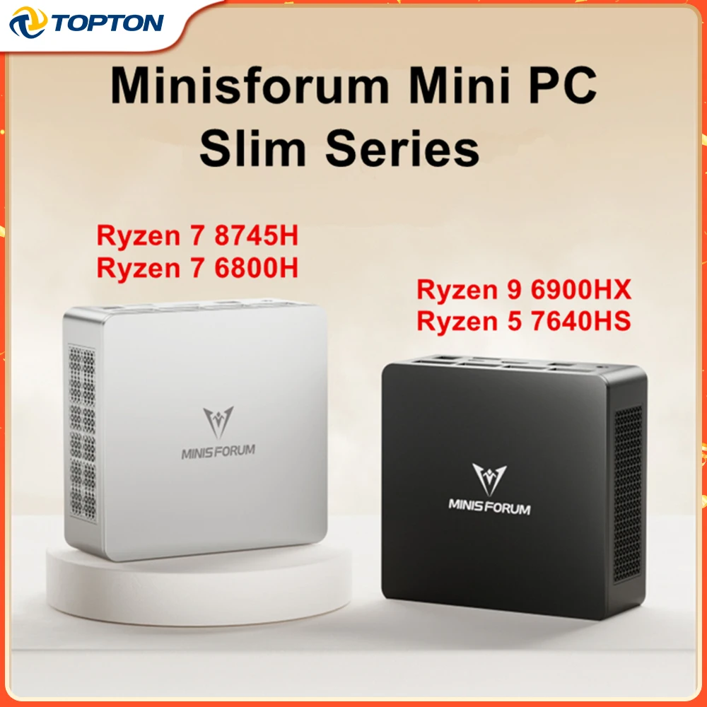 MINISFORUM Slim Series UM870 Mini PC AMD Ryzen 7 8745H USB4.0 2*DDR5 2*PCIE4.0 2.5G LAN Windows 11 NUC Mini Computers WiFi6E