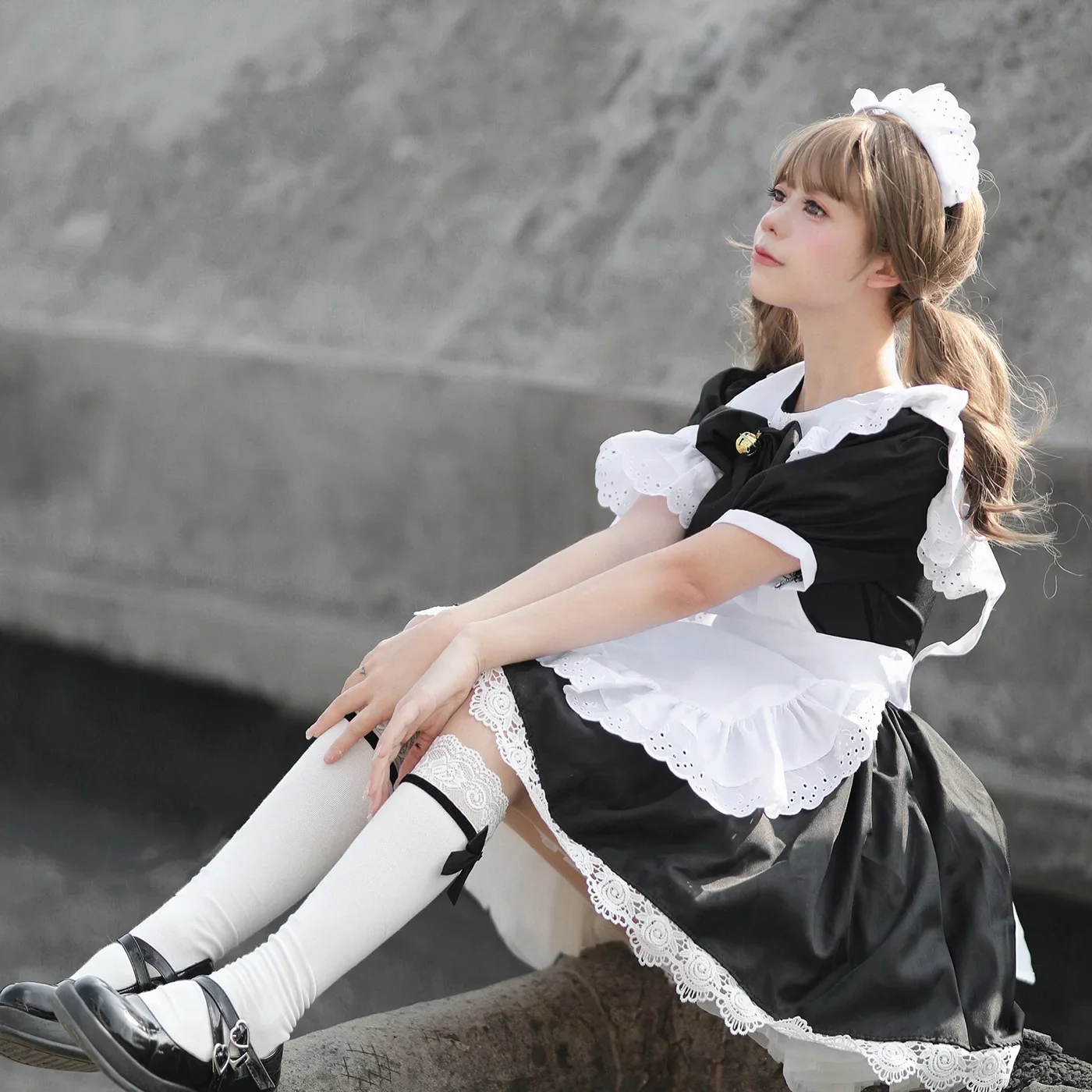 Japanese Lovely Lolita Rabbit Girl Cosplay Black and White Maid Dress Lolita Dress Xnxx Girls 18 Vido Leagues of Legends Cosplay