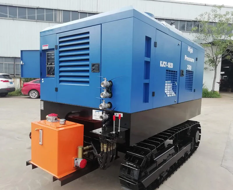 Compressor de ar de parafuso diesel montado em esteira rolante portátil 20bar para perfuração de poço de mineração