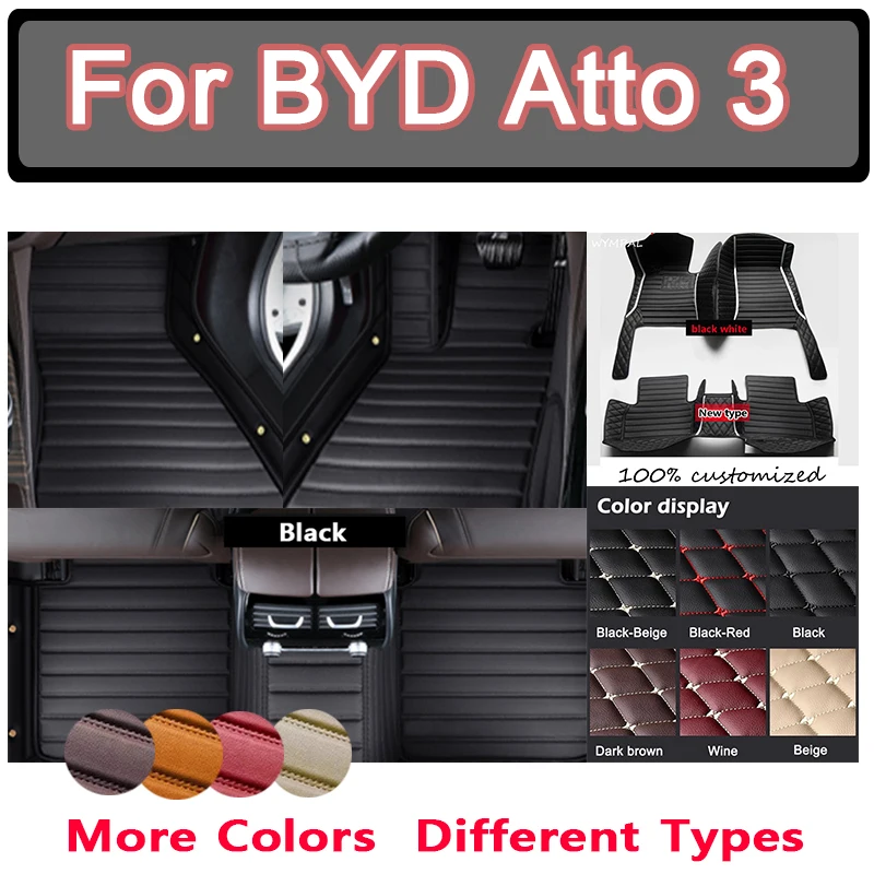 

Роскошные автомобильные коврики на заказ для BYD Atto 3 Yuan Plus 2022, авто роскошные кожаные мужские и женские автомобильные коврики с полным покрытием