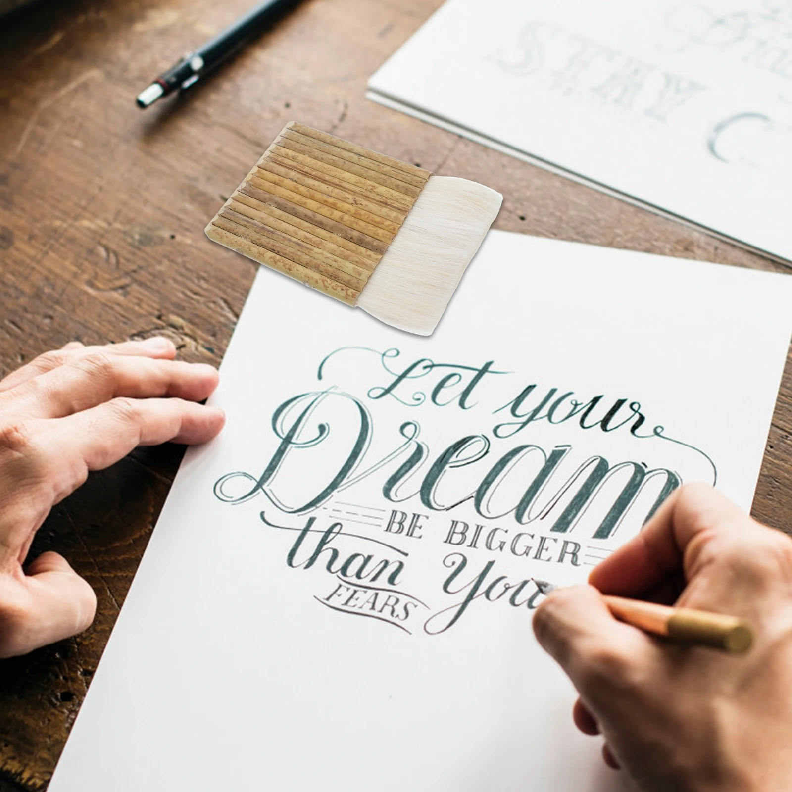 

2Pcs Bamboo Handle Soft Bristle Paint Brush Ergonomic Comfortable Grip Wall Painting Watercolor Detailed Artwork Artist Tool