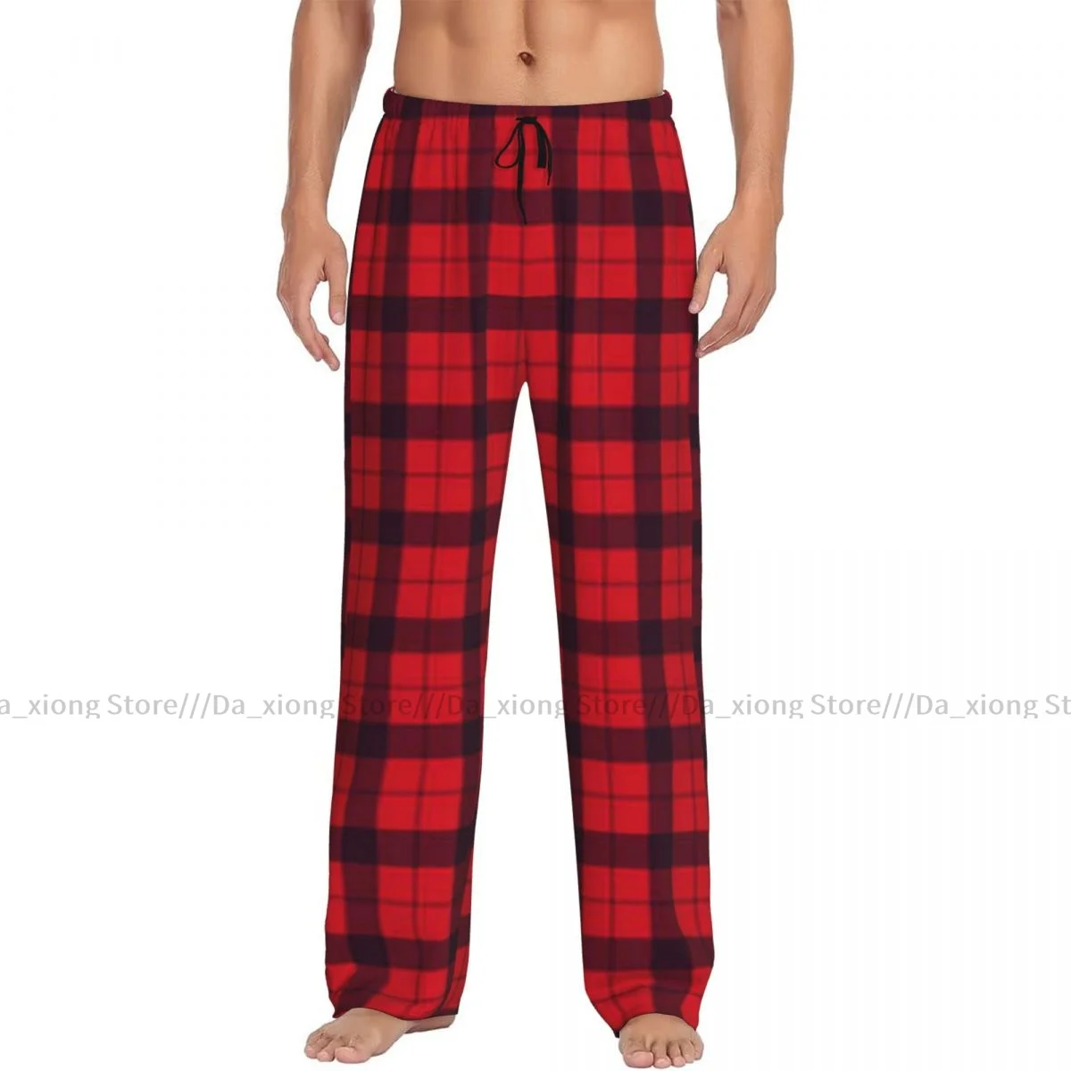Men Sleep Bottoms Male Lounge Trousers Men\'s Red Black Buffalo Plaid Check Pattern Pajama Pants
