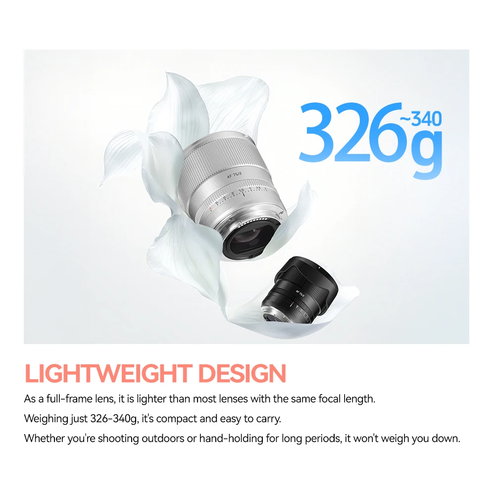 

TTArtisan AF 75 мм F2 Полнокадровый объектив с автофокусом Портретный Prime Lens для Sony A7M4 a6000 zve10 a6700 FX30 Nikon zfc Z9 Z50