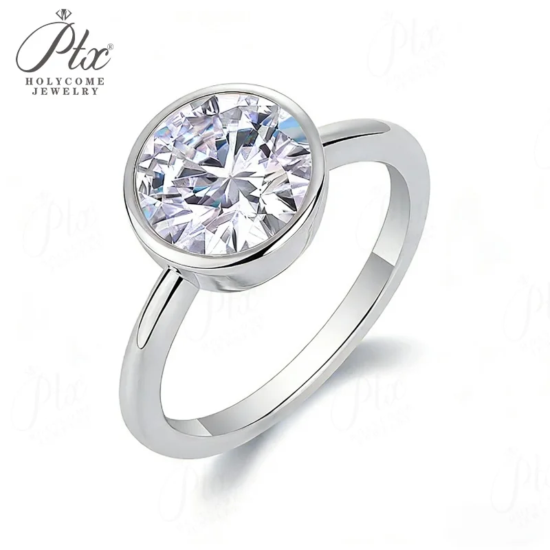 3ct D White Moissanite Round Shape Ring S925 White Gold Yellow Gold Rose Gold Sparkling Shine Women Jewelry Accessory