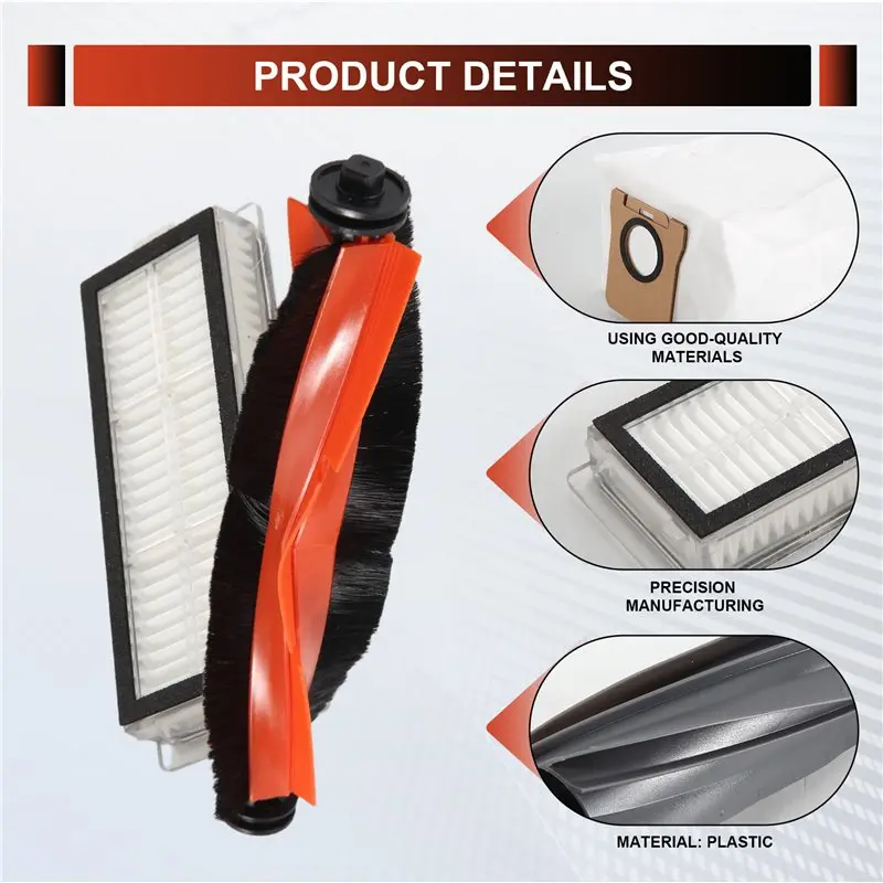 Gen Basic For Dreame Bot L20 Ultra / L20 Ultra Complete Replacement Roller Side Brush,Filter,Mop Pad,Dust Bag