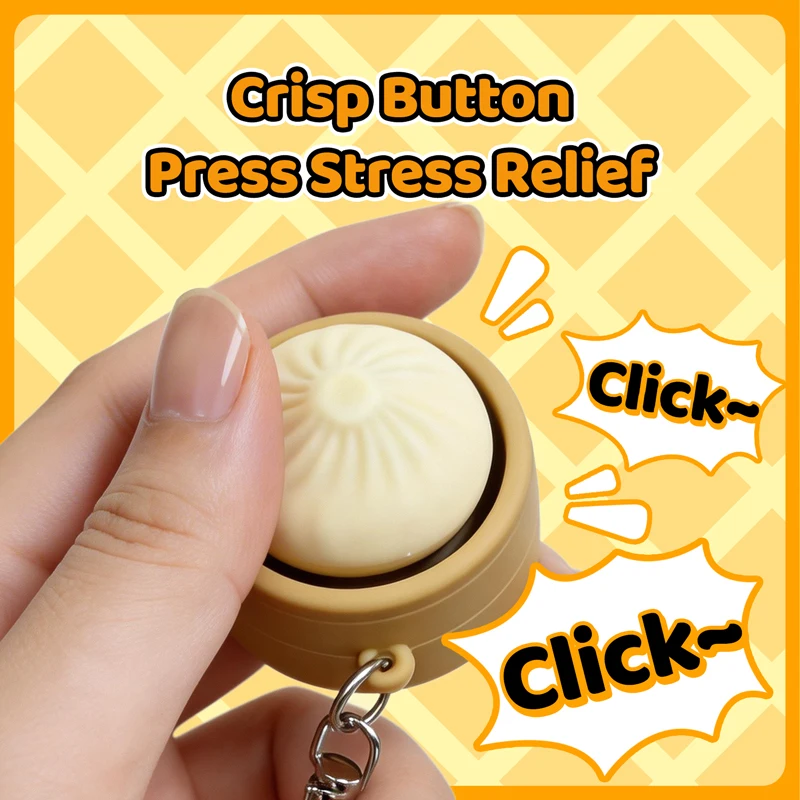 

Creative Mini Steamed Bun Stress Relief Soft Button keychain Pendant Toys Kneading Decompression Bun Fidget Toy for Kids Gift