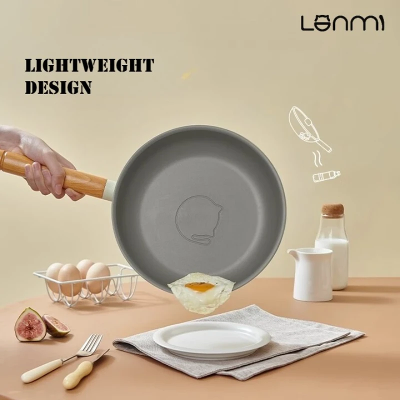 LANMI 24CM 0 Fluorine Coated Ceramic Non-stick Pan Frying Pan Steak Frying Pan Wok Pan Gas Induction Cooker General Purpose view 4