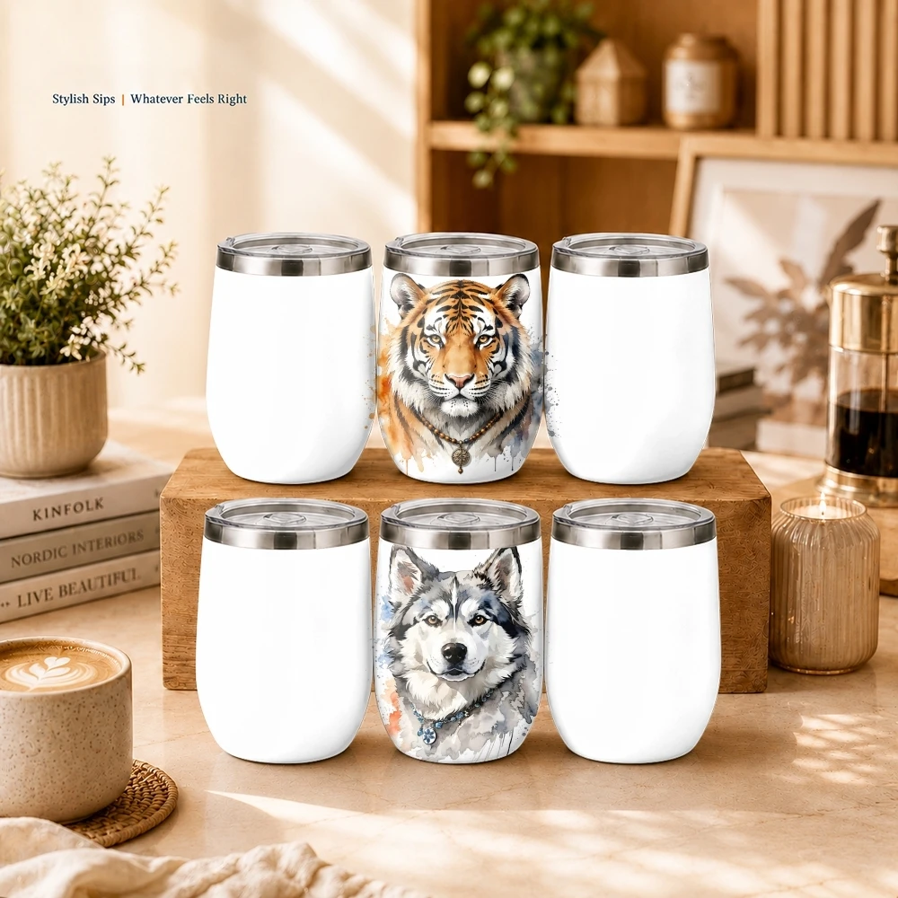 Cool Fierce Beast Head Vacuum Flasks 12oz Insulated Wine Tumbler Vacuum Coffee Mug Egg Shaped Thermos