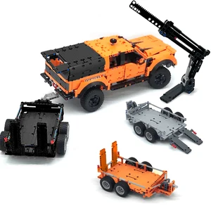 MOC Technische Pickups F-150 Raptor Trailer, Hitch Crane-Plattform, Hardtop-Stoßfänger für 42126 Bausteine, DIY-Ziegelspielzeug, 2024 10 Hauptverkaufsplattform Crane - №4