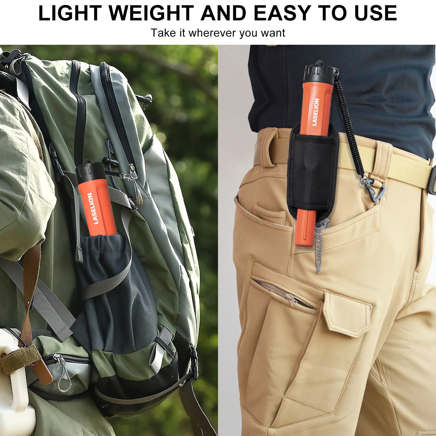 Металлоискатель Laselion, портативный металлоискатель для приключений на открытом воздухе, пинпоинтер, водонепроницаемый 360° °   Стержень металлоискателя бокового сканирования